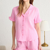 Bridesmaid pajama set  Ruffle Sleeve Shirt and Short PJS  Bridesmaid Pyjama's  Customized PJS